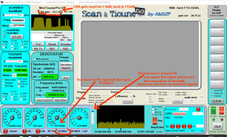Scan&Tioune receive no signal on the freq but a very strong QRM is sent at the input on a far Frequency .jpg