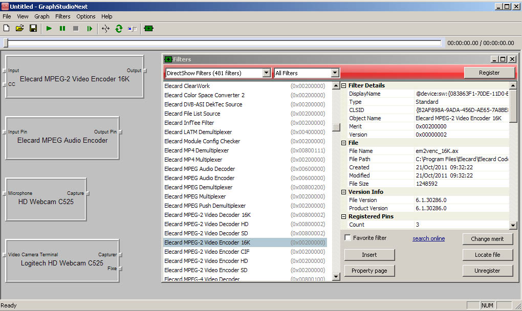 chargement des filtres de codage audio et video Mpeg2 Elecard.jpg